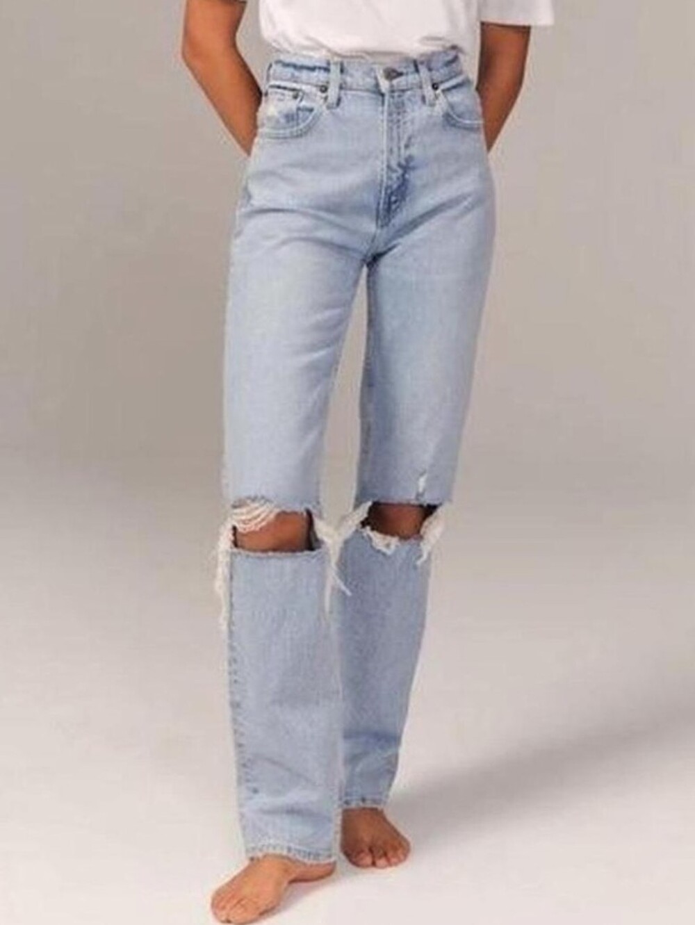 Abercrombie Curve Love 90s Straight Ultra High Rise Jeans Size 26 Distressed